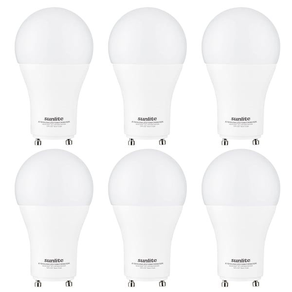 Sunlite LED 10W 60W Equiv 800 Lumen GU24 Twist Lock Base Dimmable Energy Star A19 Light Bulbs 5000K, 6PK 40261-NS - main